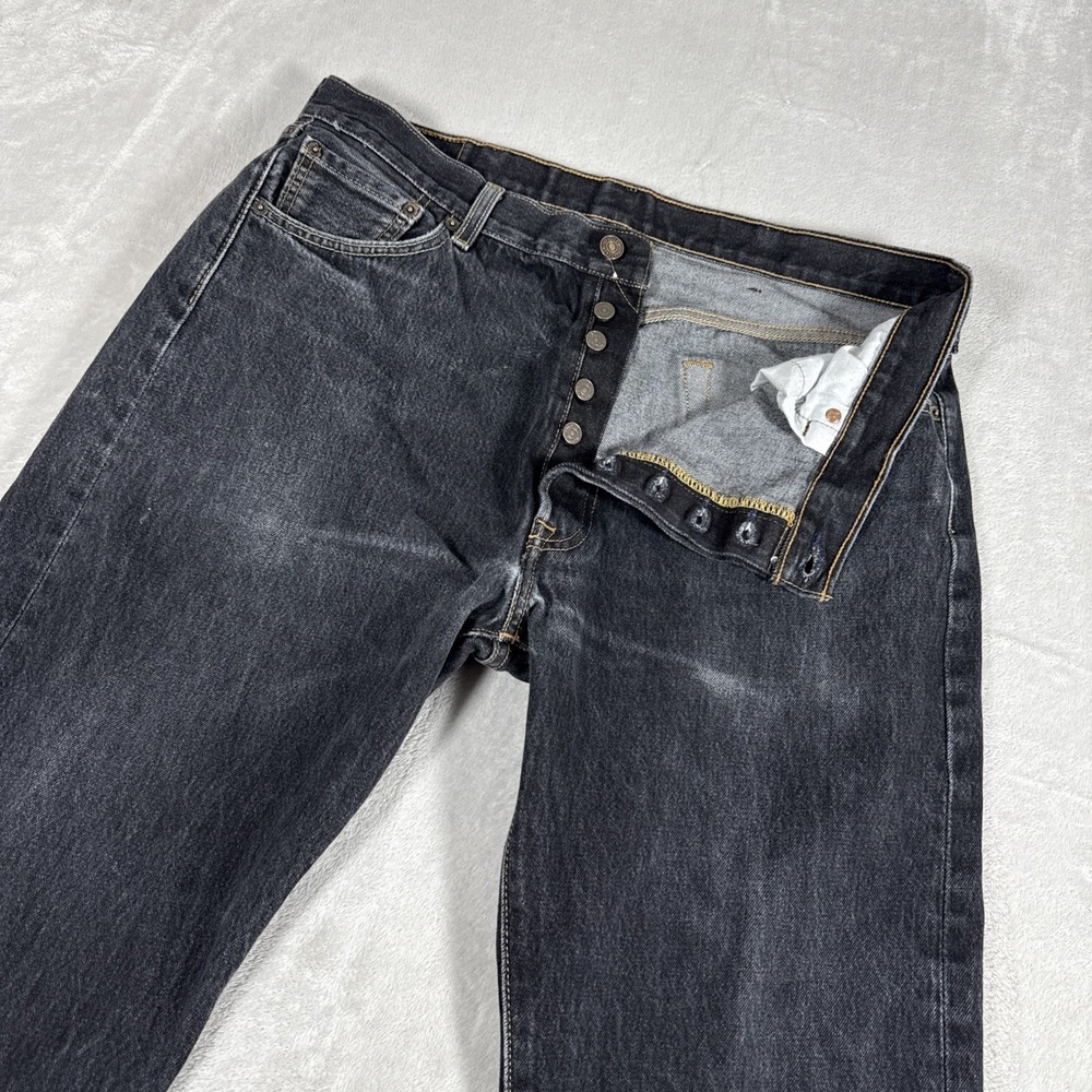 Levi's 501 Original Fit Button Fly Faded Black Denim Jeans Men's Size 38X30